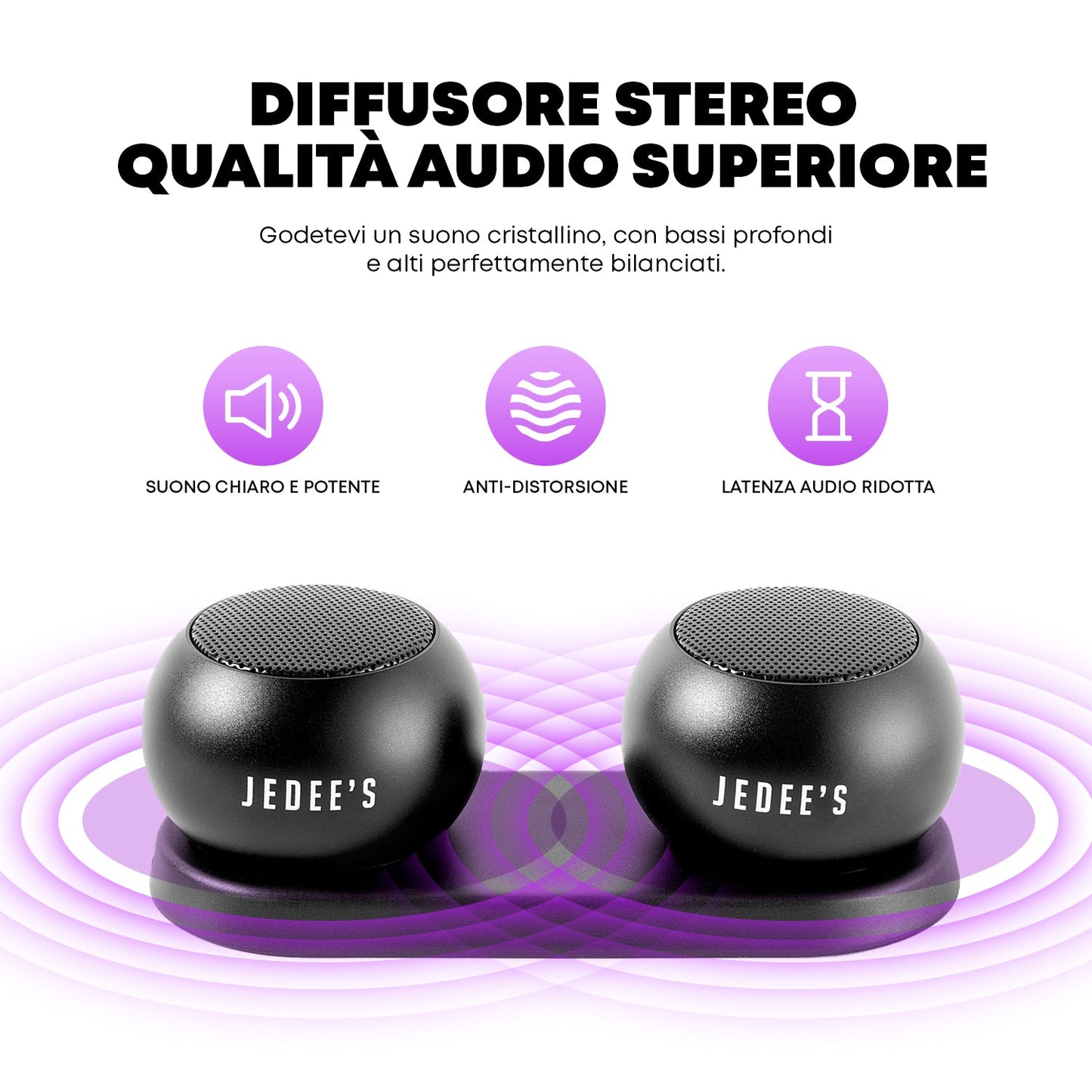 Mini Altoparlante duo Bluetooth con stazione di ricarica magnetica Jedee's