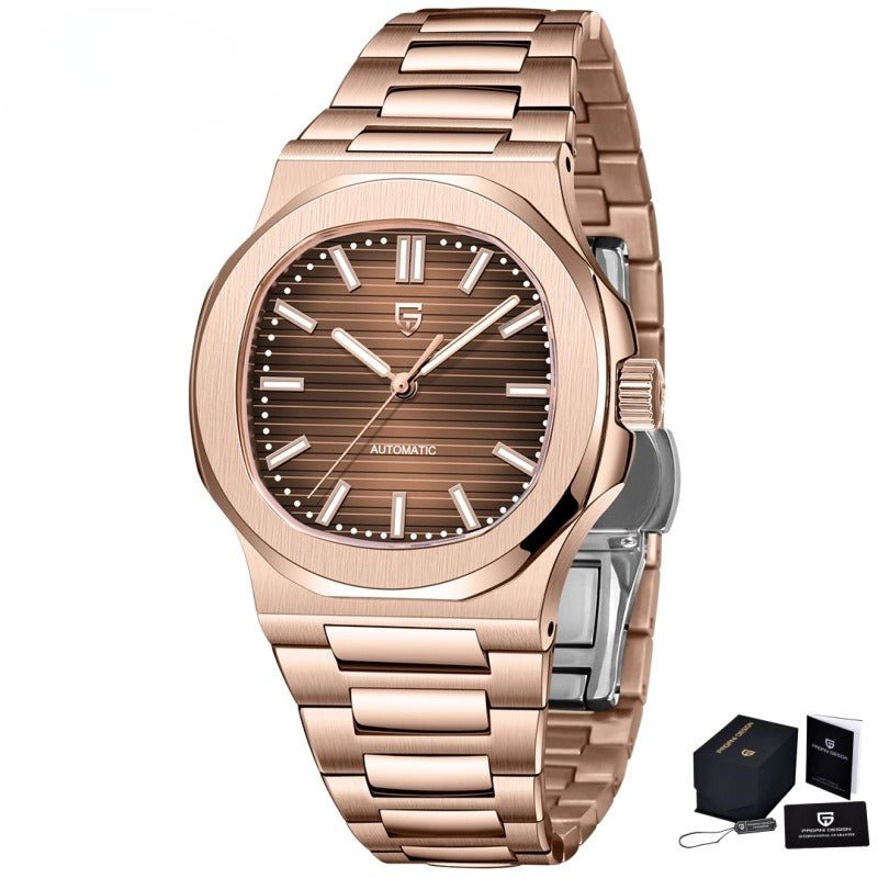 Men's Stainless Steel Automatic Mechanical Waterproof Barrel - shaped Wristwatch - VIDEOPROJECTEUR - Men's Stainless Steel Automatic Mechanical Waterproof Barrel - shaped Wristwatch