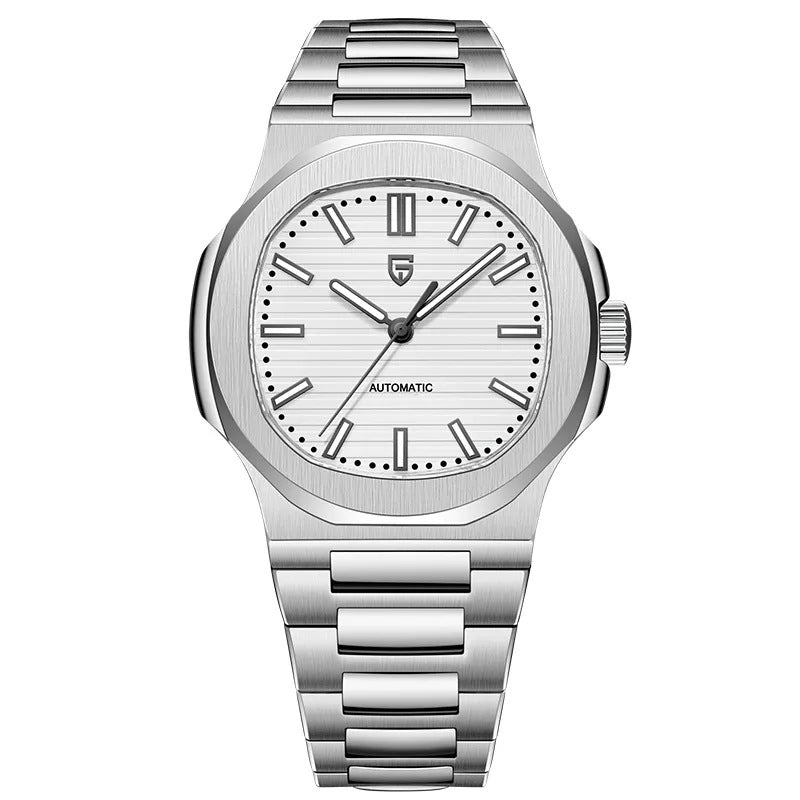 Men's Stainless Steel Automatic Mechanical Waterproof Barrel - shaped Wristwatch - VIDEOPROJECTEUR - Men's Stainless Steel Automatic Mechanical Waterproof Barrel - shaped Wristwatch