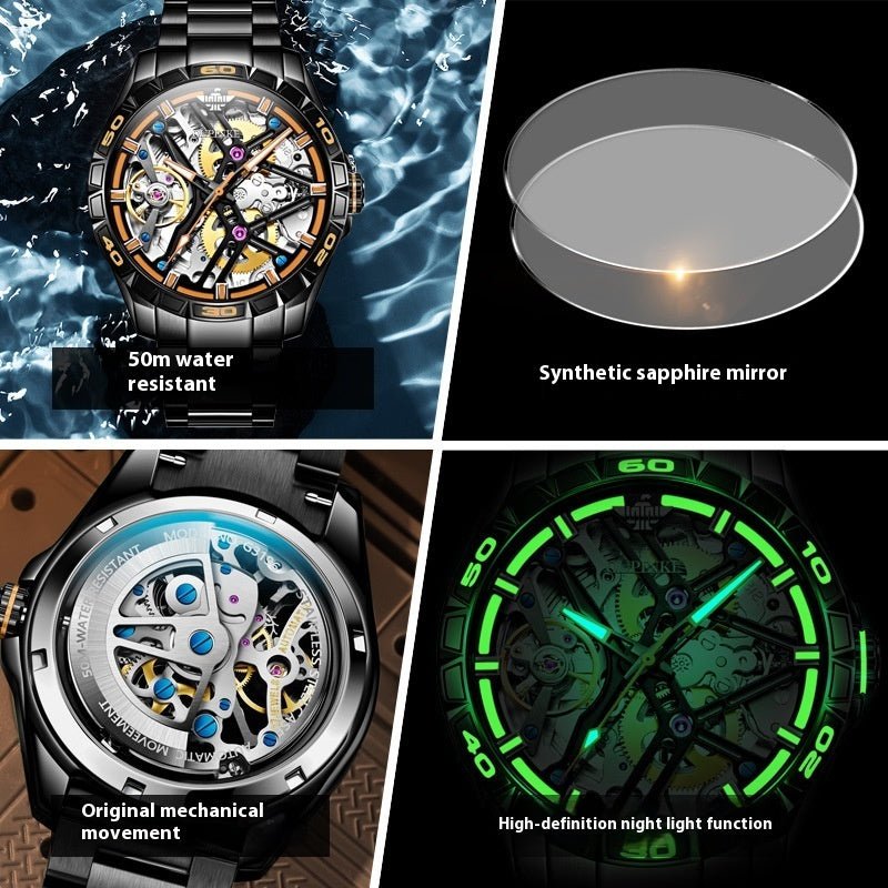 Sports Automatic Men's Mechanical Hollow Waterproof Watch - VIDEOPROJECTEUR - Sports Automatic Men's Mechanical Hollow Waterproof Watch